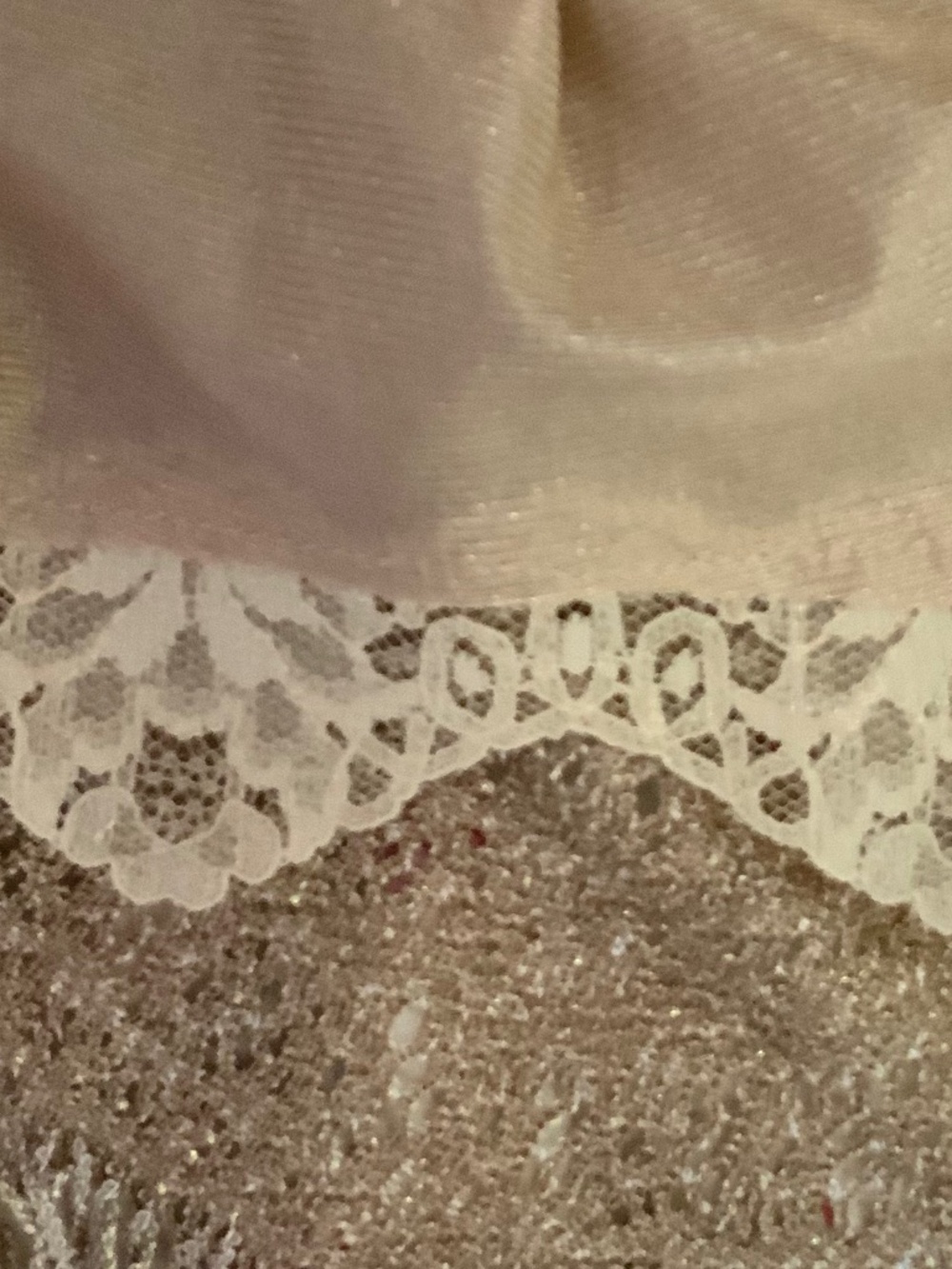 Lillie Rubin Champagne Gold Embroidered Lace Midi Dress Art Deco Glam Medium - Picture 10 of 11
